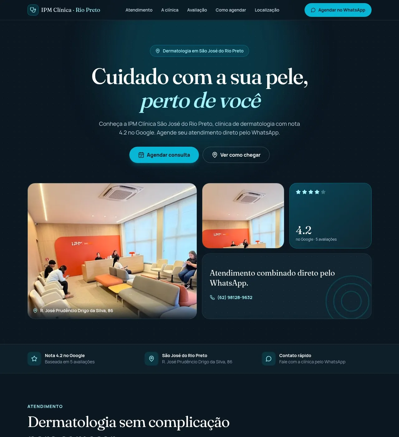 Site gerado pela IA para IPM Clínica, Dermatologia · Rio Preto